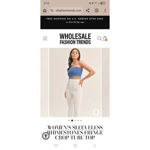 Women's Klesis Rhimestone Fringe Tube Top – Size L Western Glam Chic Party